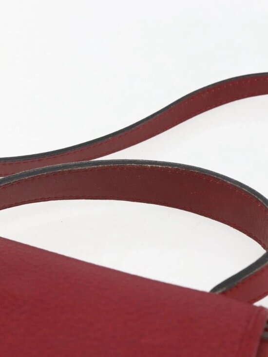 Christian Dior Hand Bag Leather 2way Red Gold Auth BA8209